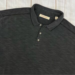 Tommy Bahama Textured Short Sleeve Polo Shirt Charcoal Gray/Black Sz XXL